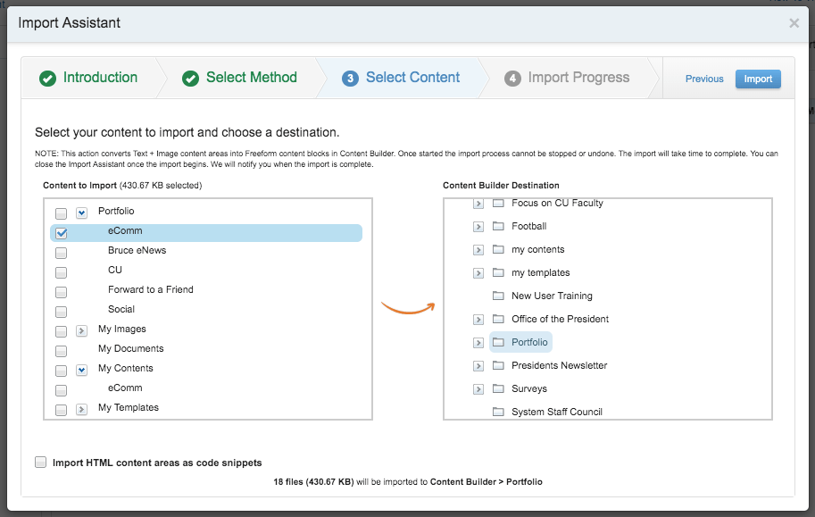 Migrating Classic Content to Content Builder University of Colorado